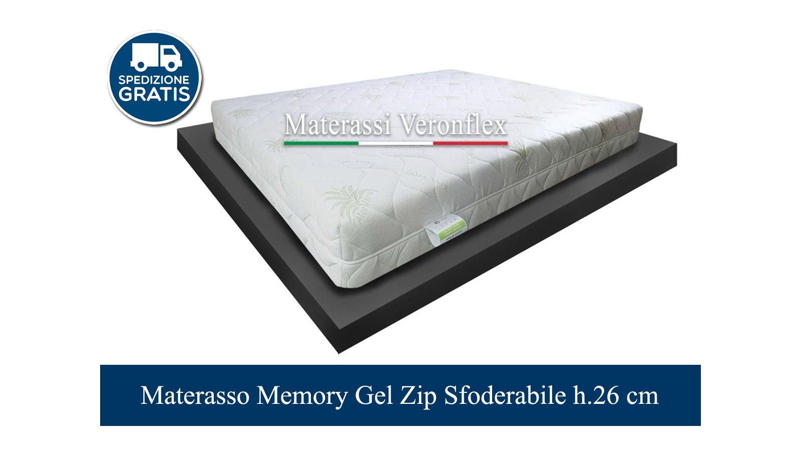 Materasso Memory Air-Gel Sfoderabile Altezza 25 cm